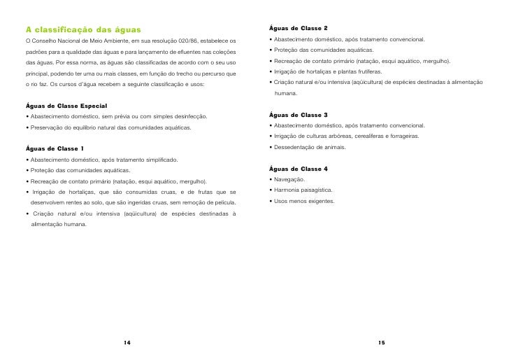 A classificação das águas Águas de Classe 2
O Conselho Nacional d...