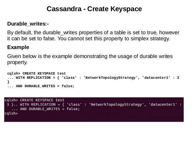 Cassandra create keyspace strategy_options