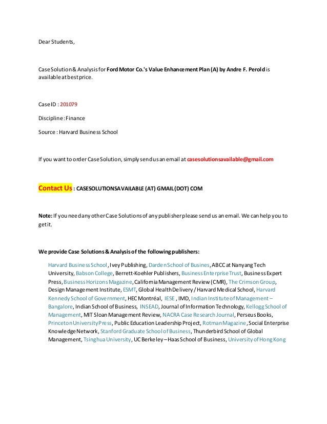 case analysis for ford motor company case analysis for ford motor company