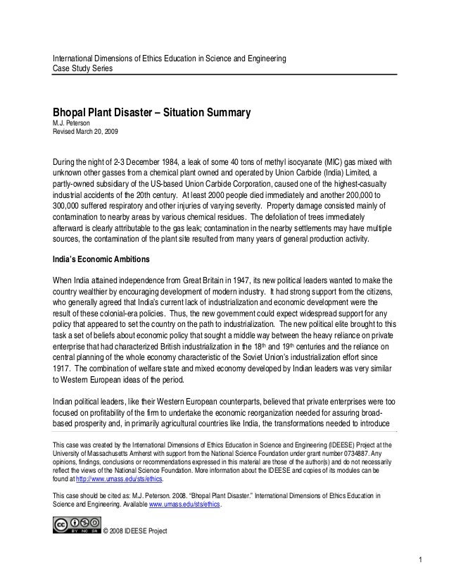Case study bhopal plant disaster
