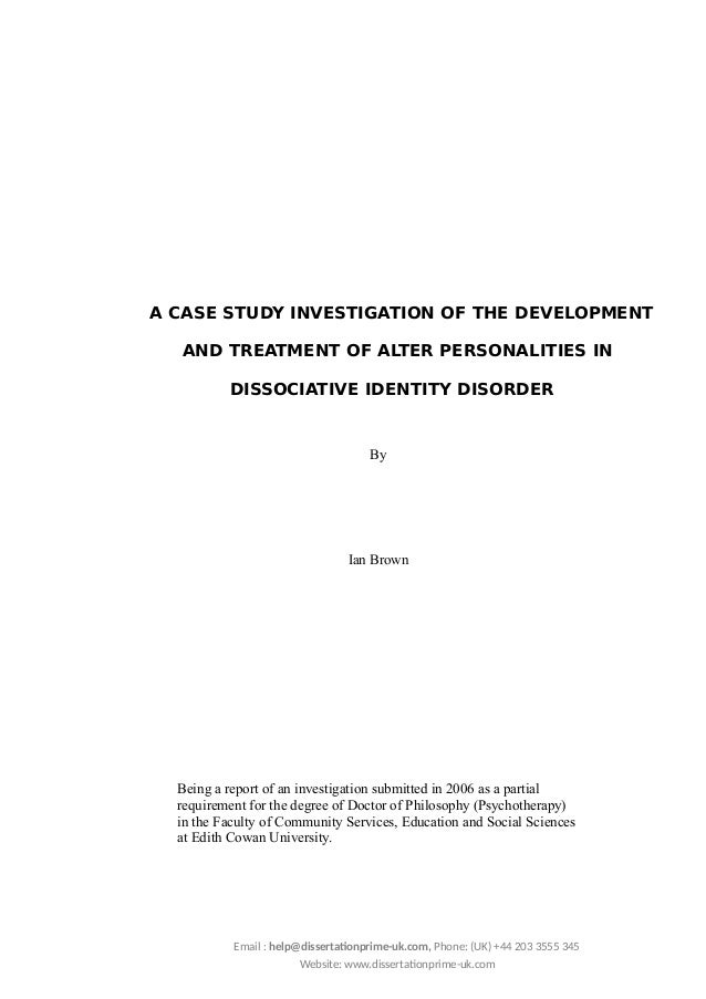 Dissociative identity disorder case studies Dissociative identity disorder case studies
