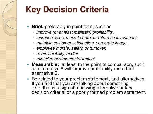 Business decision criteria image