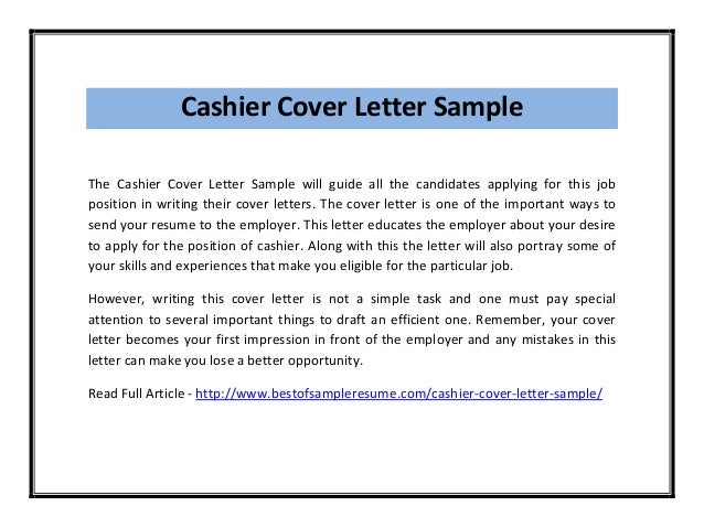 Cover letter cashier position