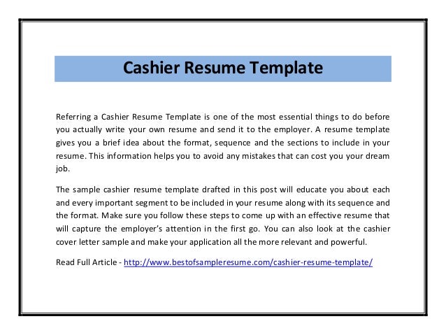 objective for cashier resume