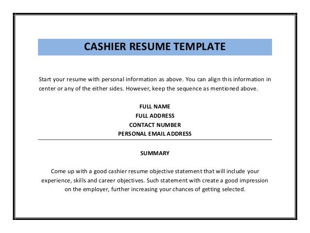 Cashiering on a resume