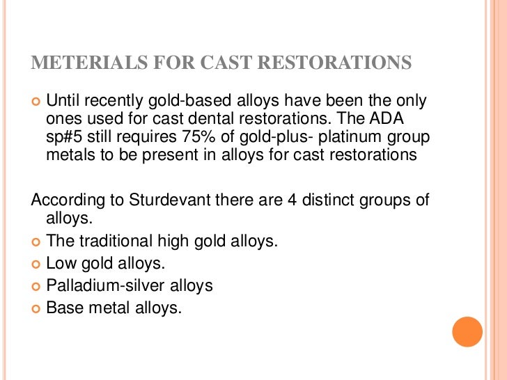 Cast gold Inlay restorations