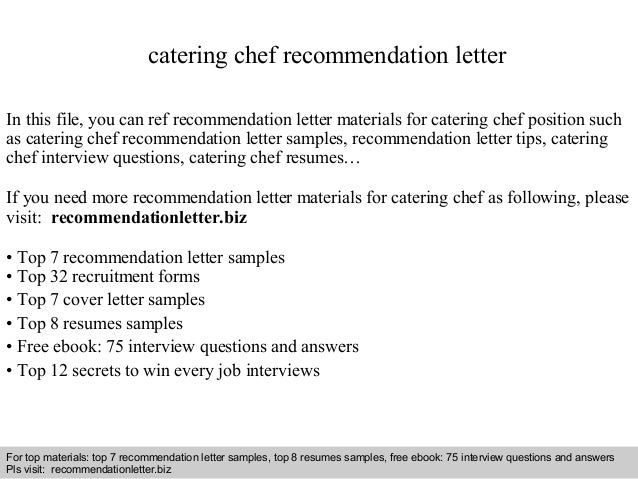 recommendation letter for a chef