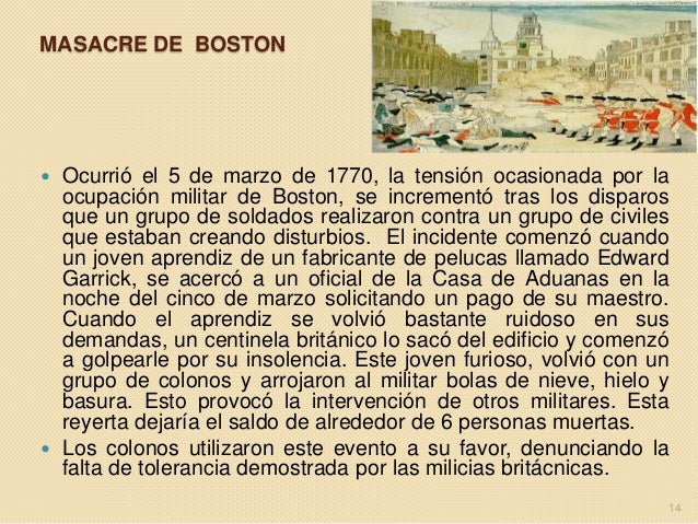 Resultado de imagen para PRELUDIO DE LA GUERRA LA BOSTON 1773