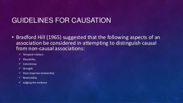 evidence to support a causal relationship in epidemiology