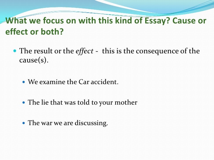 Cause and effect essay car accidents