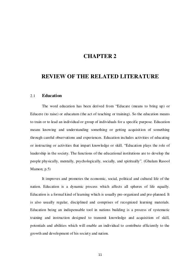 Literature review examples in education