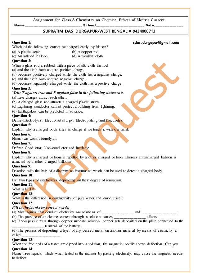 Cbse 8 chemical effects of electric current