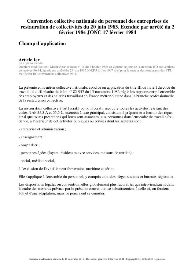 convention collective nationale du 04 juin 1983