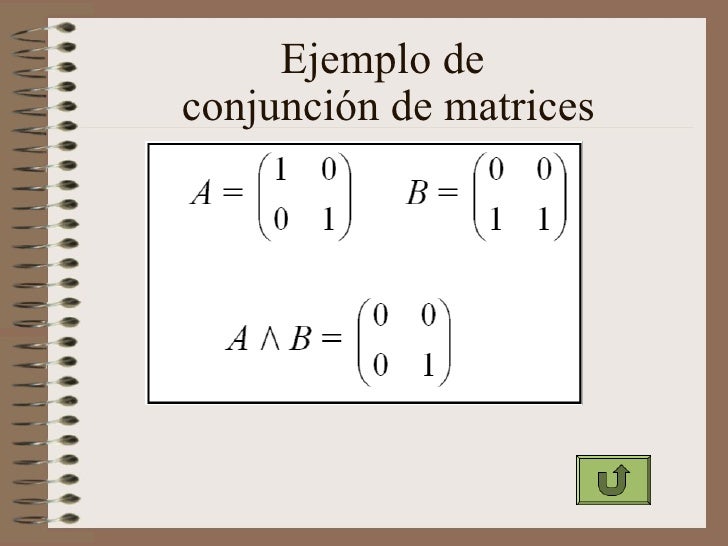 Ejemplo de conjunción de matrices