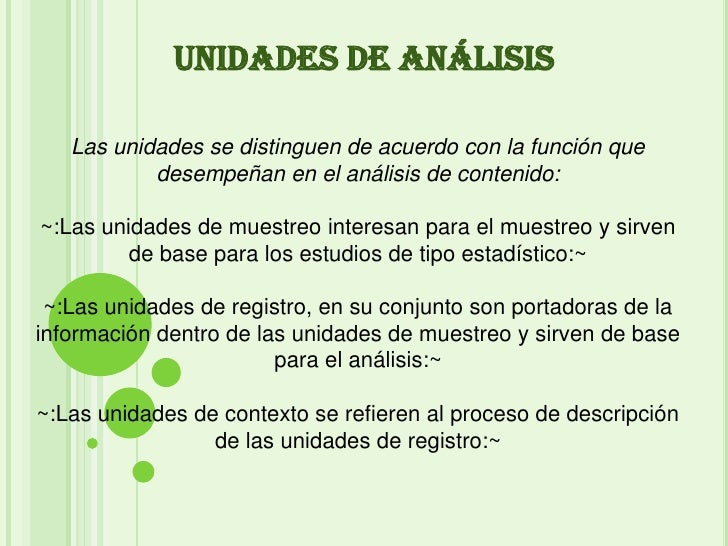 Determinación de las unidades