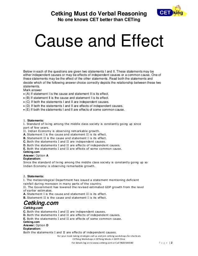 Cause and effect essay relationships