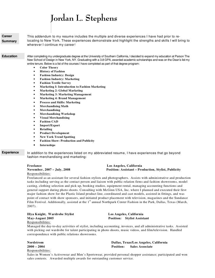 fashion marketing cv