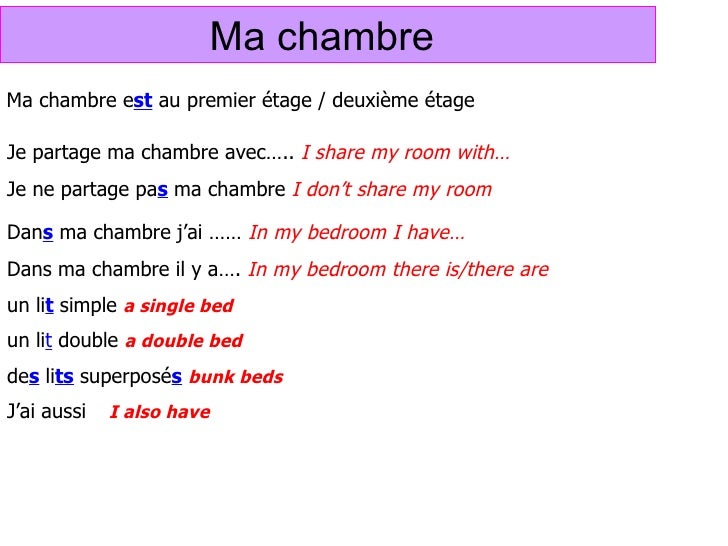 Describe your house in french in 5 lines picture