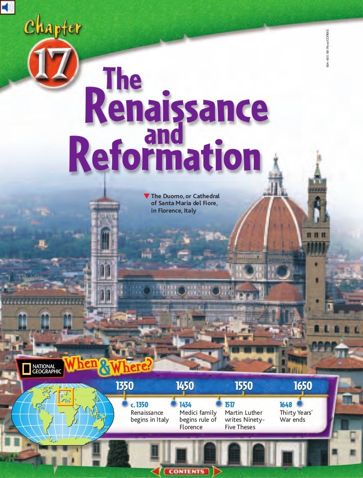 hnrs renaissance history chapter 17 1 world history (survey) chapter 17: european renaissance and reformation, 1300-1600 section 1: italy: birthplace of the renaissance the years 1300 to 1600 saw a rebirth of learning and culture in europe. hnrs renaissance history chapter 17 1 world history (survey) chapter 17: european renaissance and reformation, 1300-1600 section 1: italy: birthplace of the renaissance the years 1300 to 1600 saw a rebirth of learning and culture in europe.