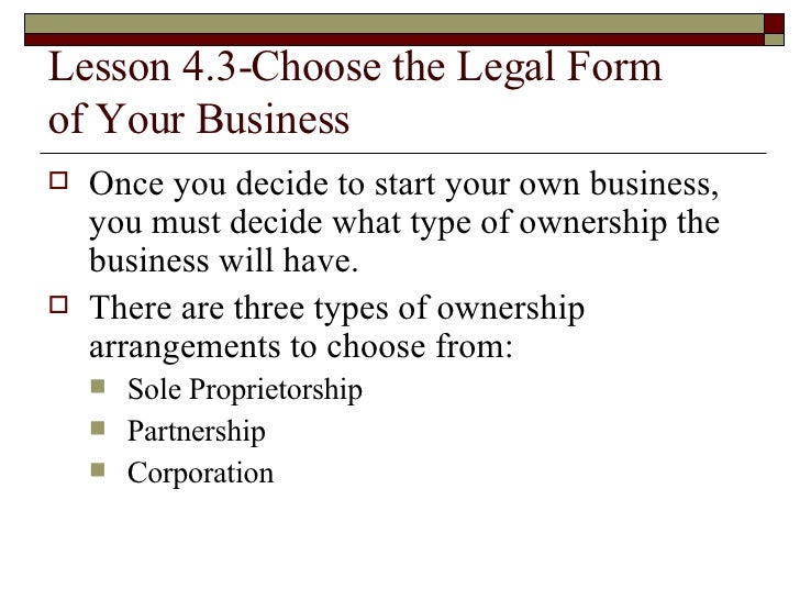 Ch. 4 Type Of Ownership