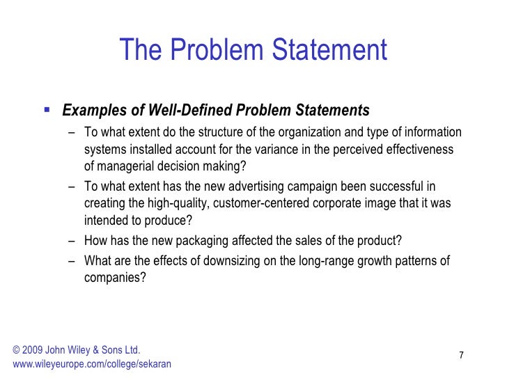 example of a problem statement