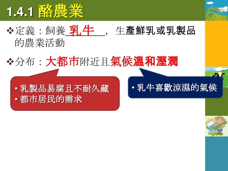 酪農業分布圖
 北美五大湖   西北歐
 及新英格蘭




               紐、澳
 