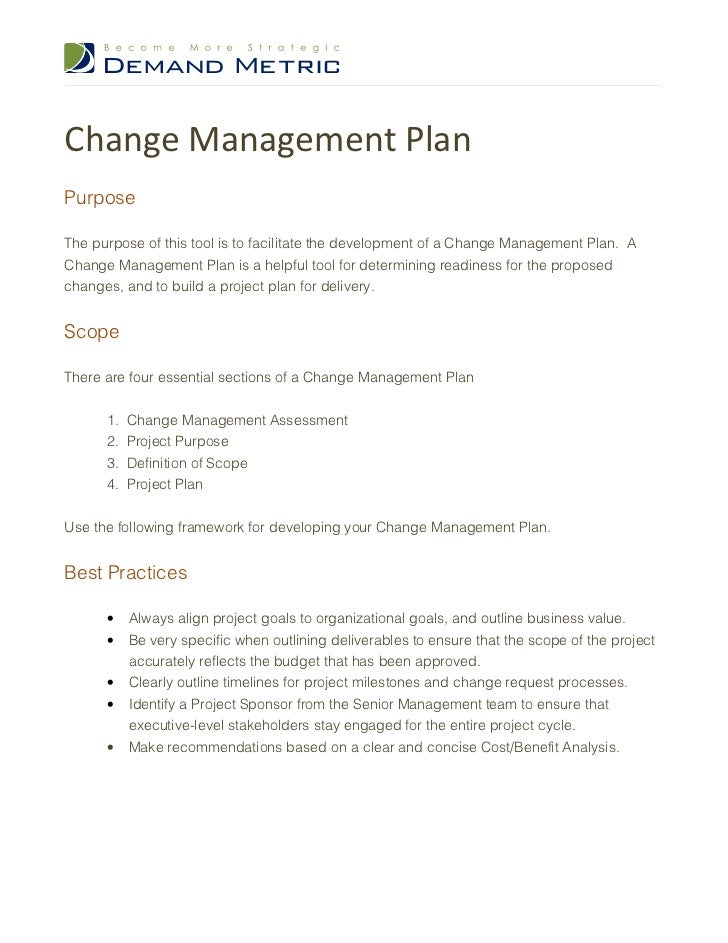 change management plans examples