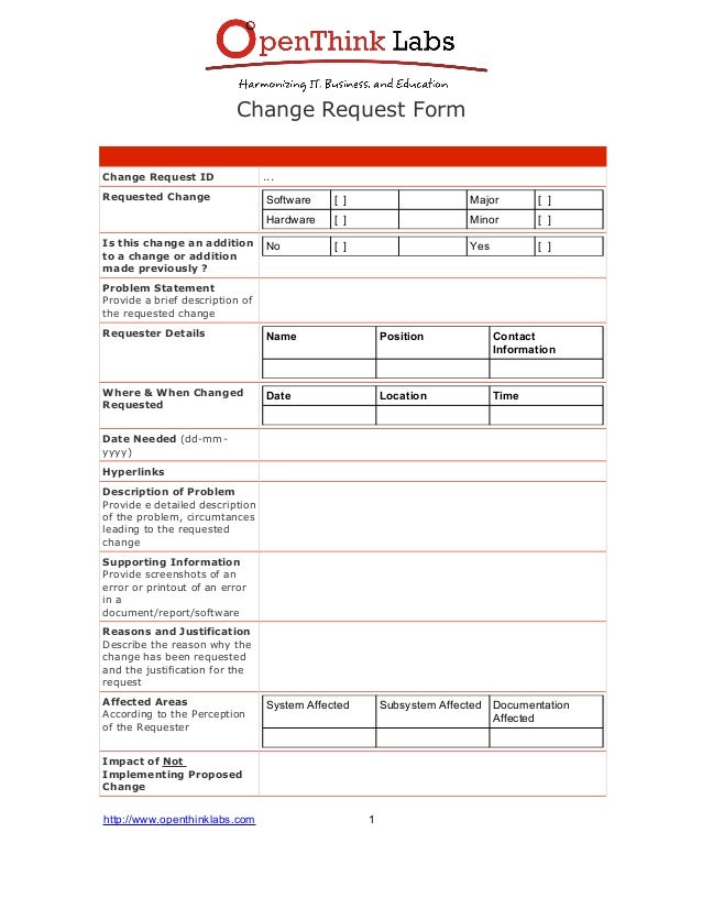 Software Change Request Template Excel Software Development Change Request Template Software Change Request Template Excel Software Development Change Request Template