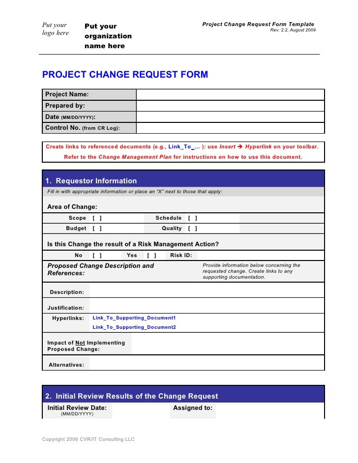 Change Request Form template Change Request Form template