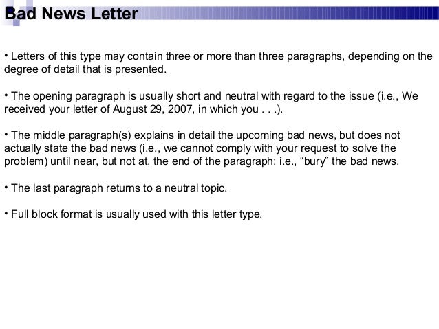 formal business letter giving bad news business communication chap 2 business writing formal business letter giving bad news business communication chap 2 business writing