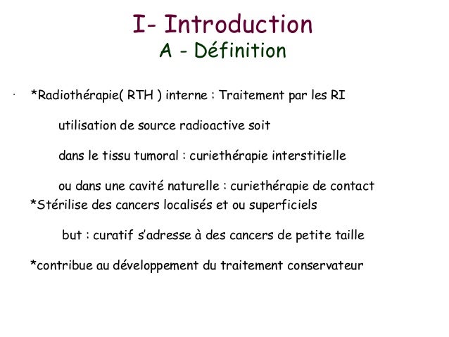 Radiothérapie Interstitielle Définition