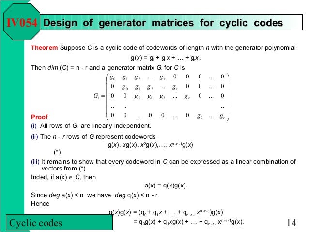 Generator matrix of a code
