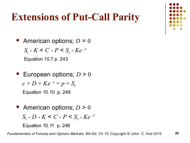 put call parity currency options