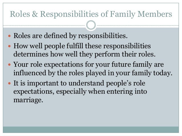roles responsibility and relationship in life Contrary to popular belief, gender roles play a significant role in a marriage these roles determine household duties, the primary decision maker and the success or failure of the marriage. roles responsibility and relationship in life Contrary to popular belief, gender roles play a significant role in a marriage these roles determine household duties, the primary decision maker and the success or failure of the marriage.