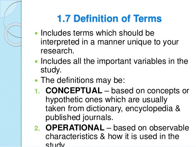 Dissertation definition of terms section