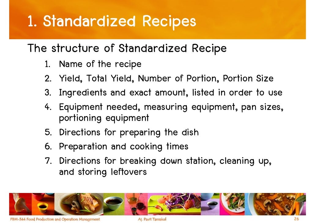Chapter 2 Menus, Recipes and Calculation