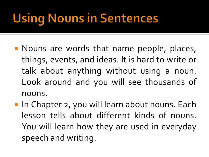 Chapter 2 using nouns in sentences