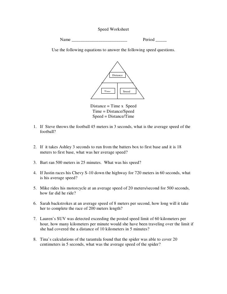 Speed time velocity worksheet Worksheet  distance Chapter 2