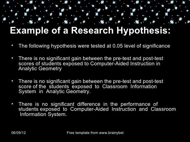 Master's thesis hypothesis examples