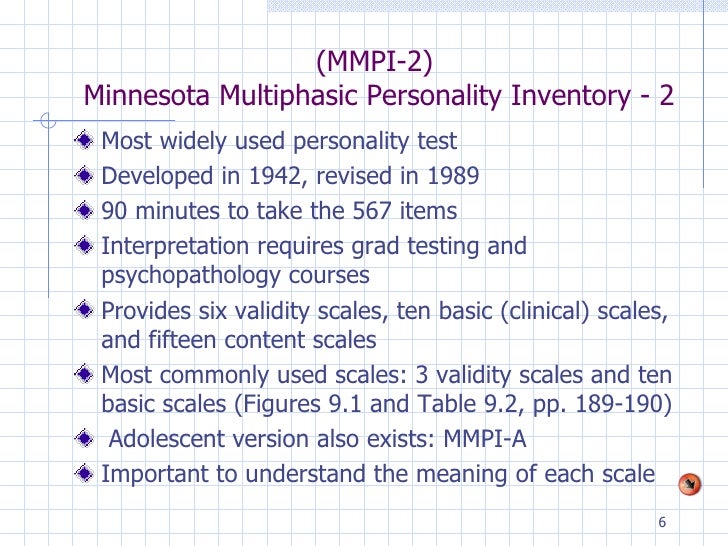 Minnesota Multiphasic Personality Inventory Test Pdf Chapter 9