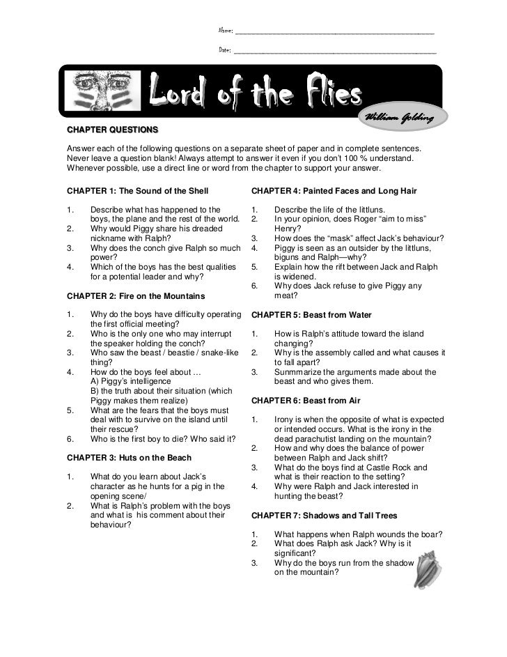 Chapter questions lord of the flies