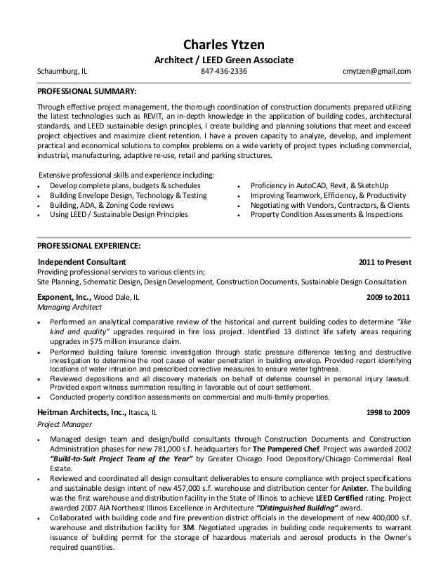 project architect resume