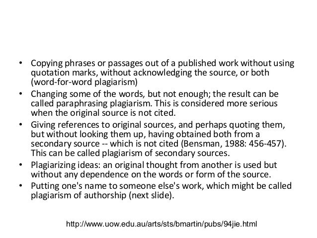 Purdue owl: avoiding plagiarism