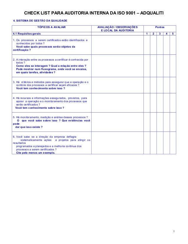 CHECK LIST 9001 check list 9001: