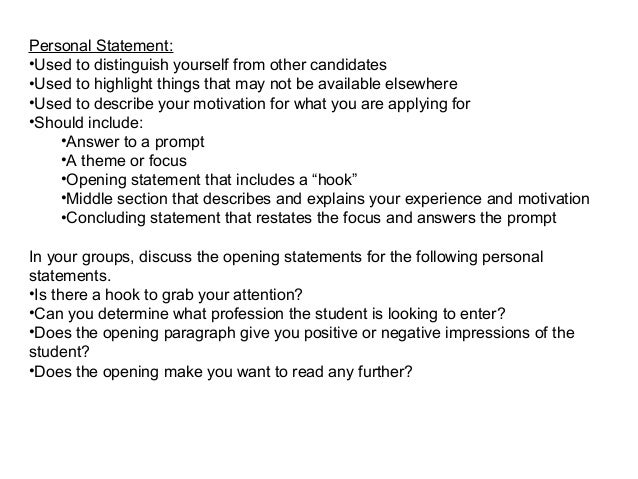 College 101: examples of awesome personal statements