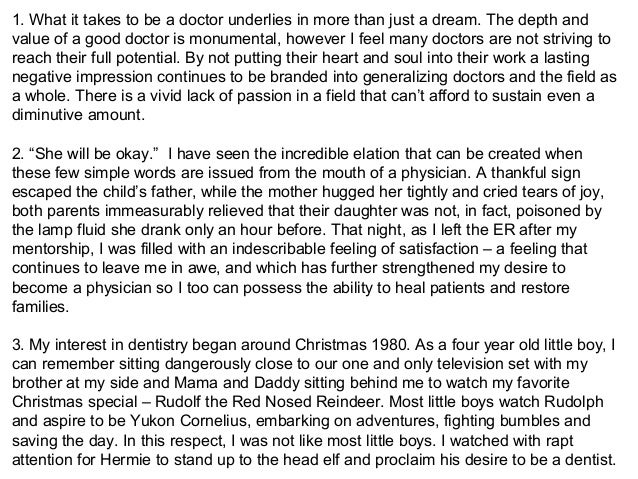 Sample personal statement for dental school application