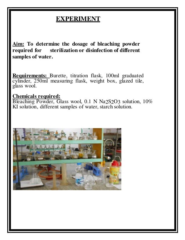 Sterlization of water using bleaching powder