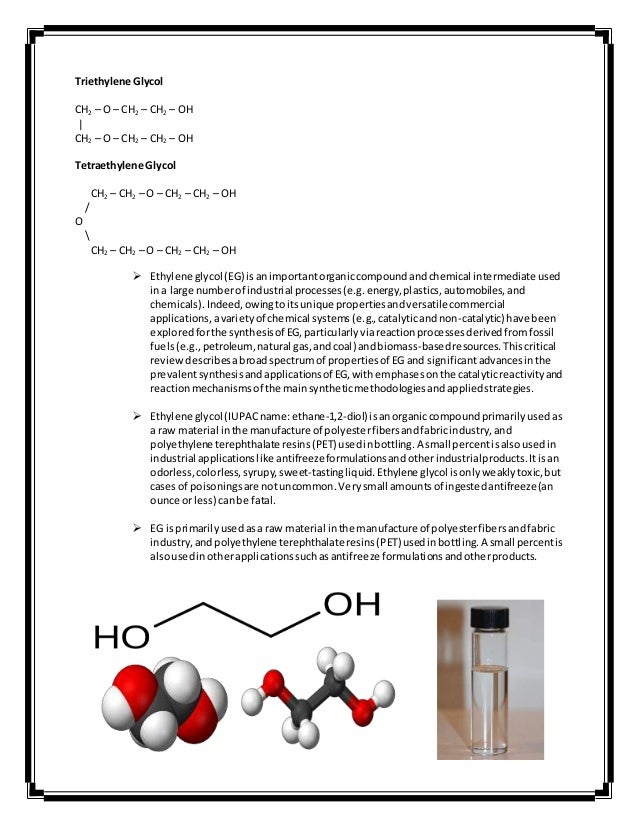 Chemistry and Uses of Ethylene Glycol