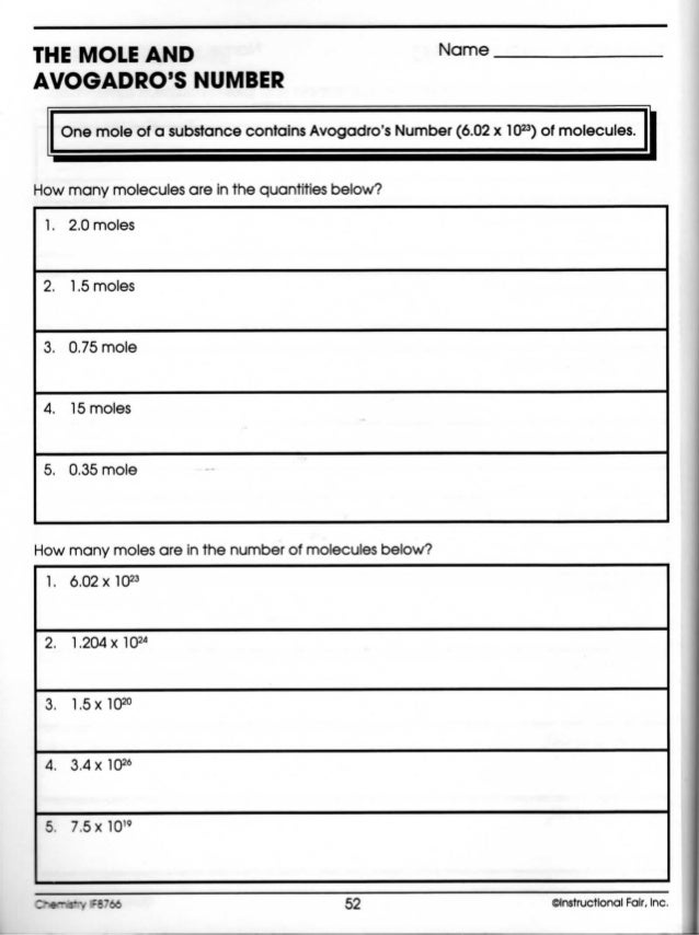 avogadro-s-number-and-the-mole-worksheet-answers