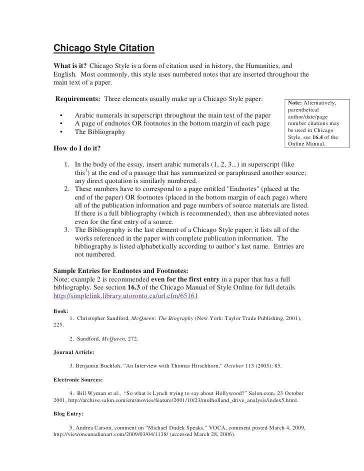 Chicago research paper format example